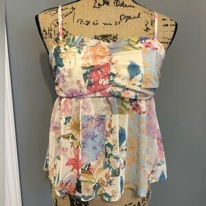 Floral Bow-back Spaghetti Strap Tank